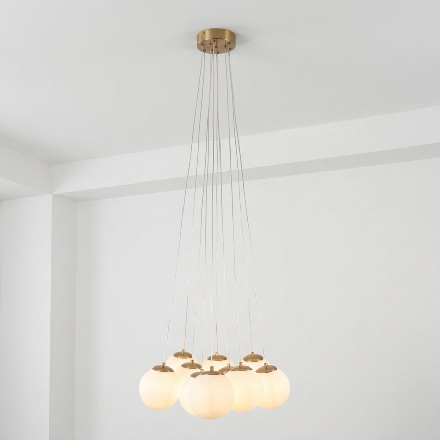 Brilagi - Závesný luster na lankách GLOBE 10xE14/15W/230V biely
