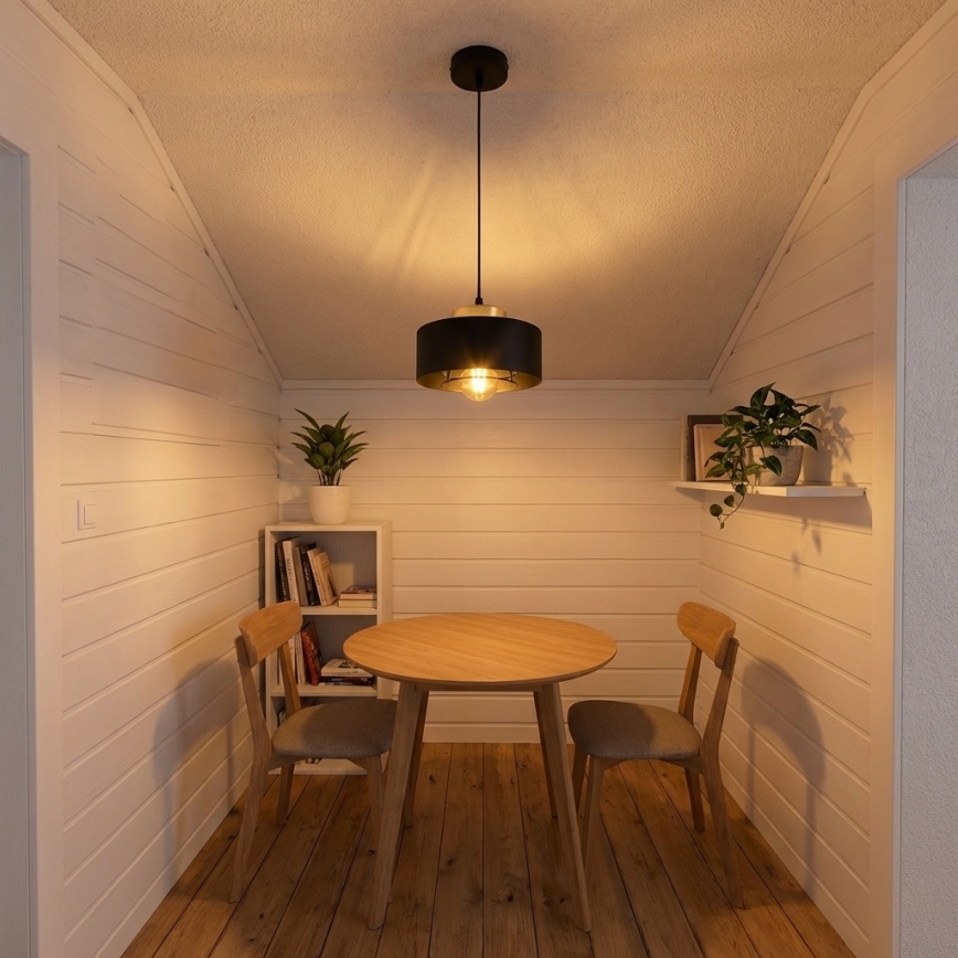 Brilagi - Závesný luster na lanku 1xE27/60W/230V pr. 20 cm čierna/zlatá