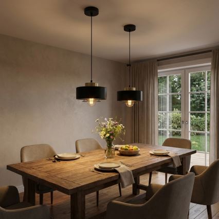 Brilagi - Závesný luster na lanku 1xE27/60W/230V pr. 20 cm čierna/zlatá