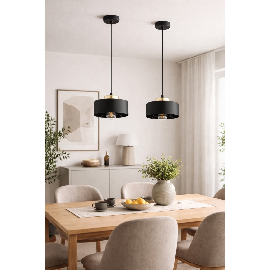 Brilagi - Závesný luster na lanku 1xE27/60W/230V pr. 20 cm čierna/zlatá