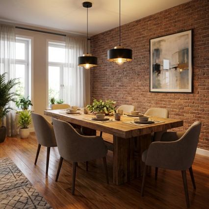 Brilagi - Závesný luster na lanku 1xE27/60W/230V pr. 20 cm čierna/zlatá