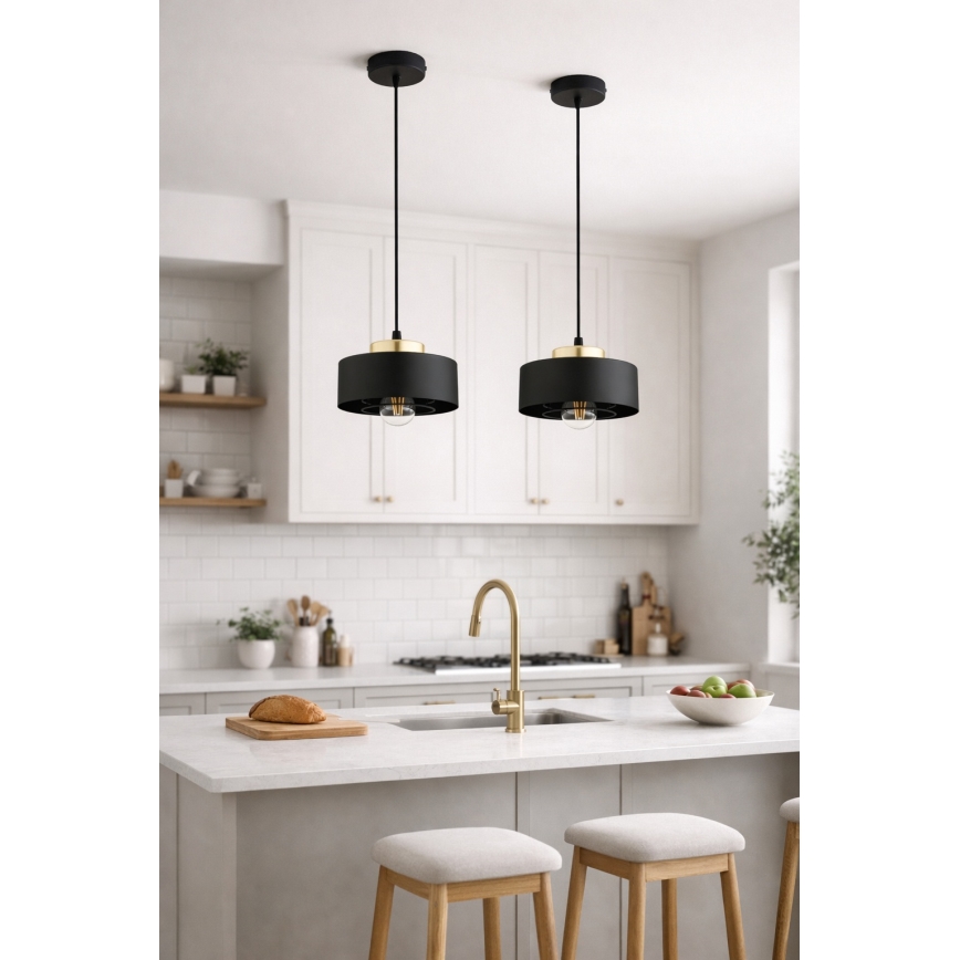 Brilagi - Závesný luster na lanku 1xE27/60W/230V pr. 20 cm čierna/zlatá