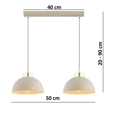 Brilagi - Závesný luster na lanku 2xE27/60W/230V béžová/zlatá