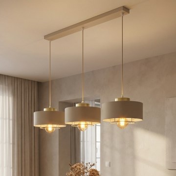 Brilagi - Závesný luster na lanku 3xE27/60W/230V béžová/zlatá