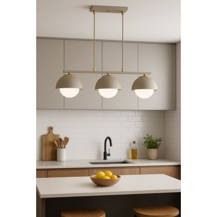 Brilagi - Závesný luster na lanku 3xE27/60W/230V béžová/zlatá