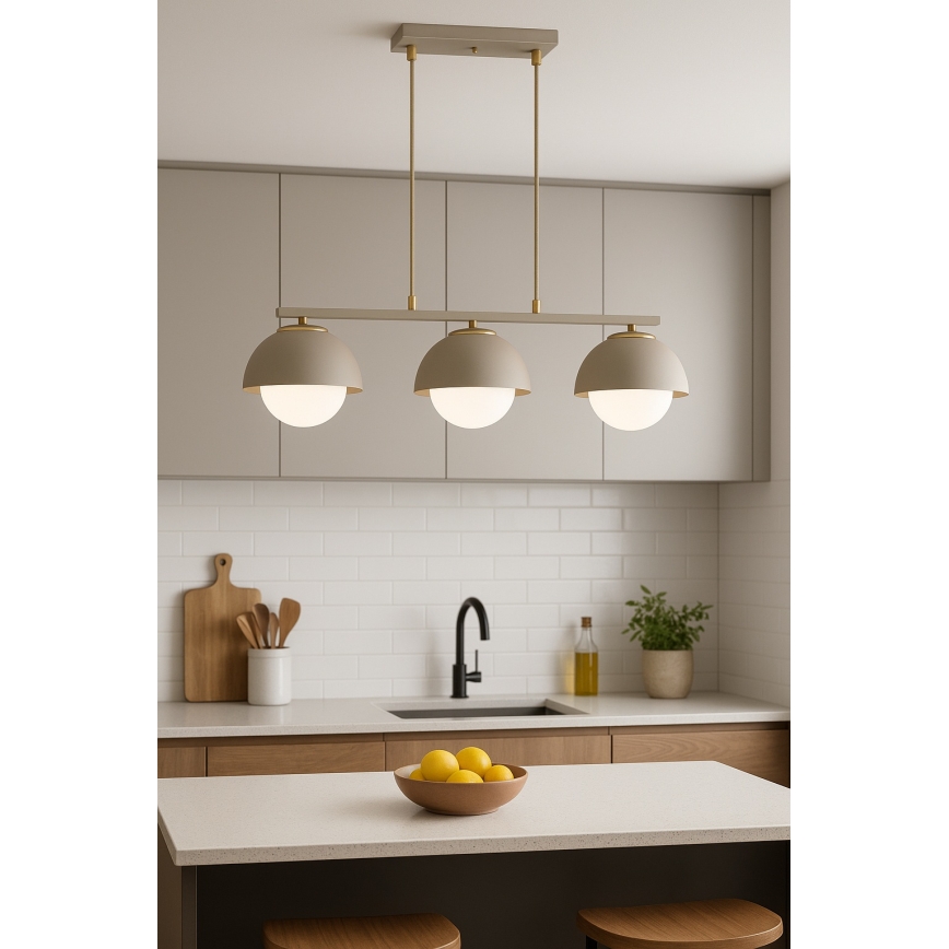 Brilagi - Závesný luster na lanku 3xE27/60W/230V béžová/zlatá