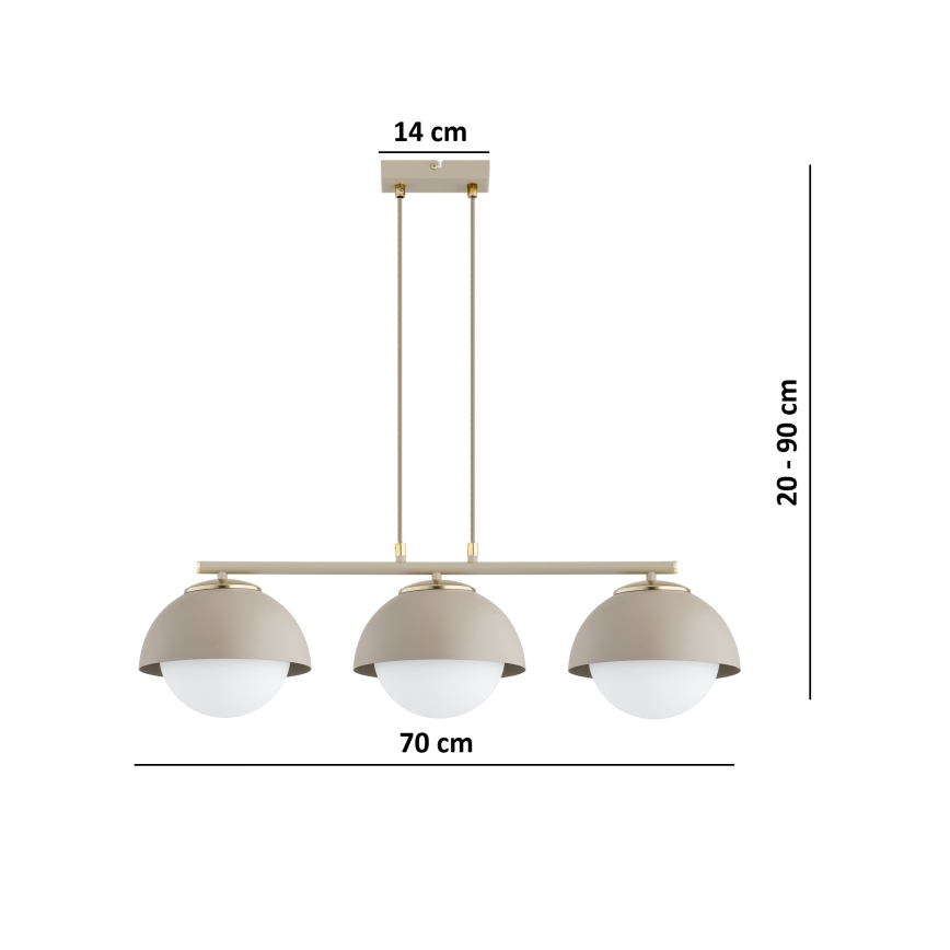 Brilagi - Závesný luster na lanku 3xE27/60W/230V béžová/zlatá