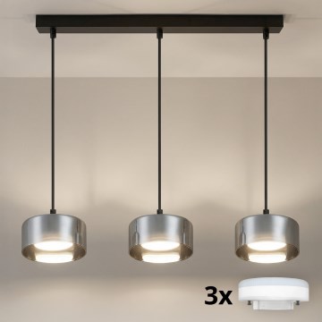 Brilagi - Závesný luster na lanku AURA LUX 3xGX53/30W/230V čierna/dymová