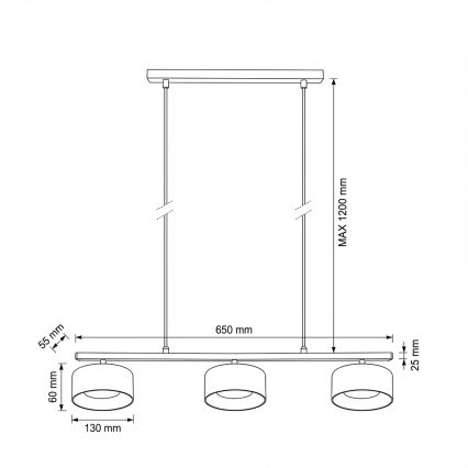 Brilagi - Závesný luster na lanku AURA LUX 3xGX53/30W/230V čierna/dymová