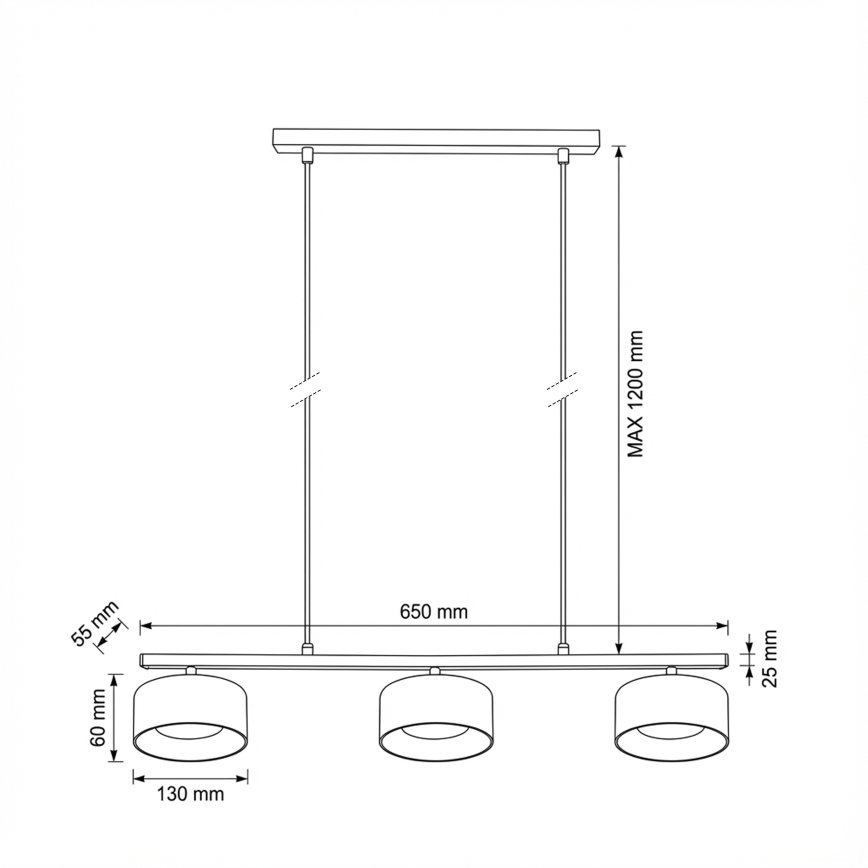 Brilagi - Závesný luster na lanku AURA LUX 3xGX53/30W/230V čierna/dymová
