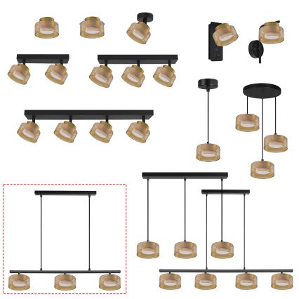Brilagi - Závesný luster na lanku AURA LUX 3xGX53/30W/230V čierna/zlatá