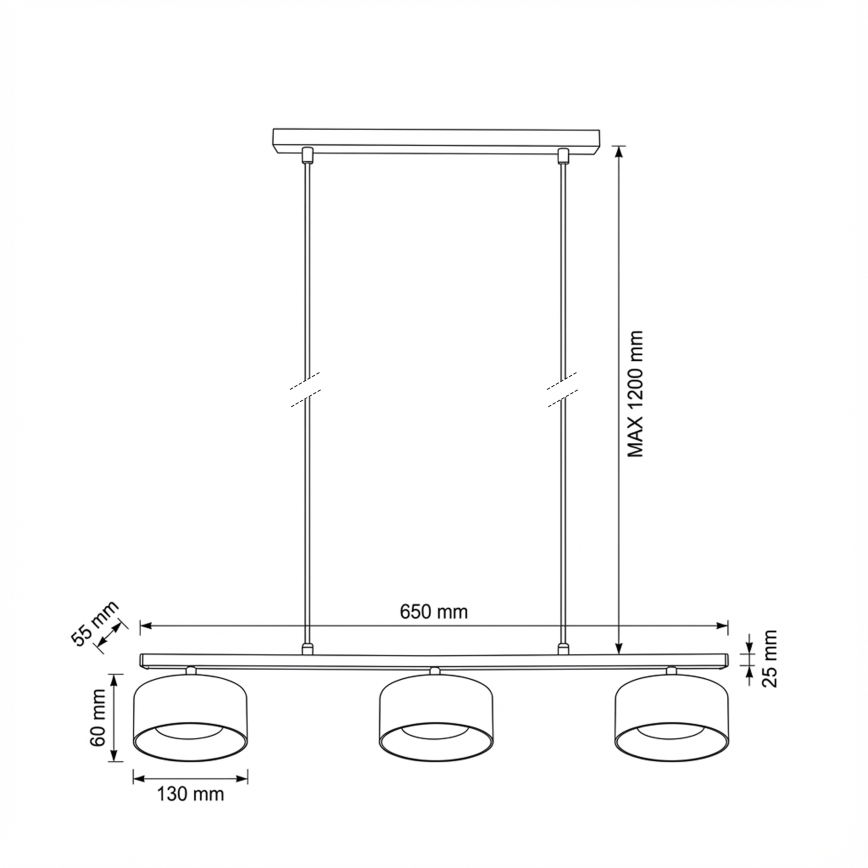 Brilagi - Závesný luster na lanku AURA LUX 3xGX53/30W/230V čierna/zlatá