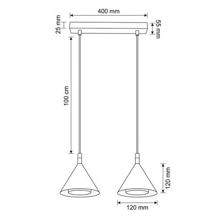 Brilagi - Závesný luster na lanku CONE DOUBLE 2xGX53/15W/230V čierna