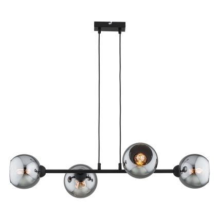 Brilagi - Závesný luster na lanku DIOR 4xE27/60W/230V čierna/dymová sivá