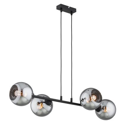 Brilagi - Závesný luster na lanku DIOR 4xE27/60W/230V čierna/dymová sivá