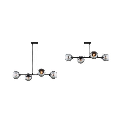 Brilagi - Závesný luster na lanku DIOR 4xE27/60W/230V čierna/dymová sivá