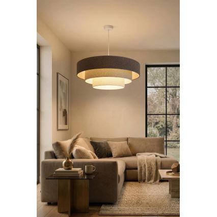 Brilagi - Závesný luster na lanku LUNETA 3xE27/60W/230V priemer 80 cm sivá/krémová/biela