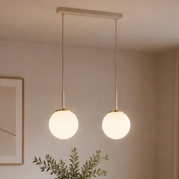 Brilagi - Závesný luster na lanku MILO 2xE27/60W/230V béžová/zlatá
