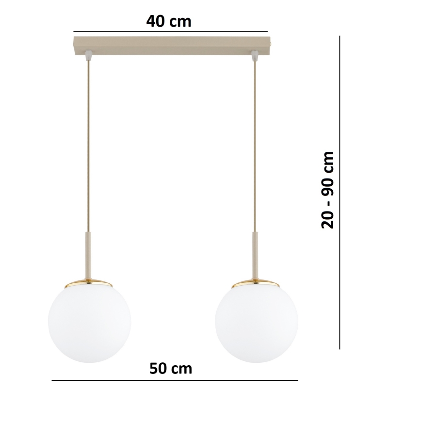 Brilagi - Závesný luster na lanku MILO 2xE27/60W/230V béžová/zlatá