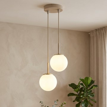 Brilagi - Závesný luster na lanku MILO ECRU 2xE27/60W/230V béžová/zlatá