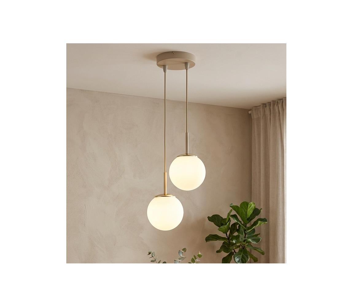 Brilagi - Závesný luster na lanku MILO ECRU 2xE27/60W/230V béžová/zlatá 75-003B