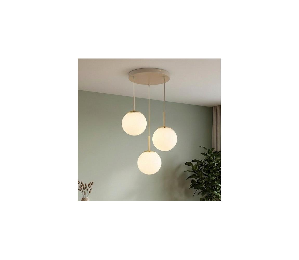 Brilagi - Závesný luster na lanku MILO ECRU 3xE27/60W/230V béžová/zlatá 75-005B