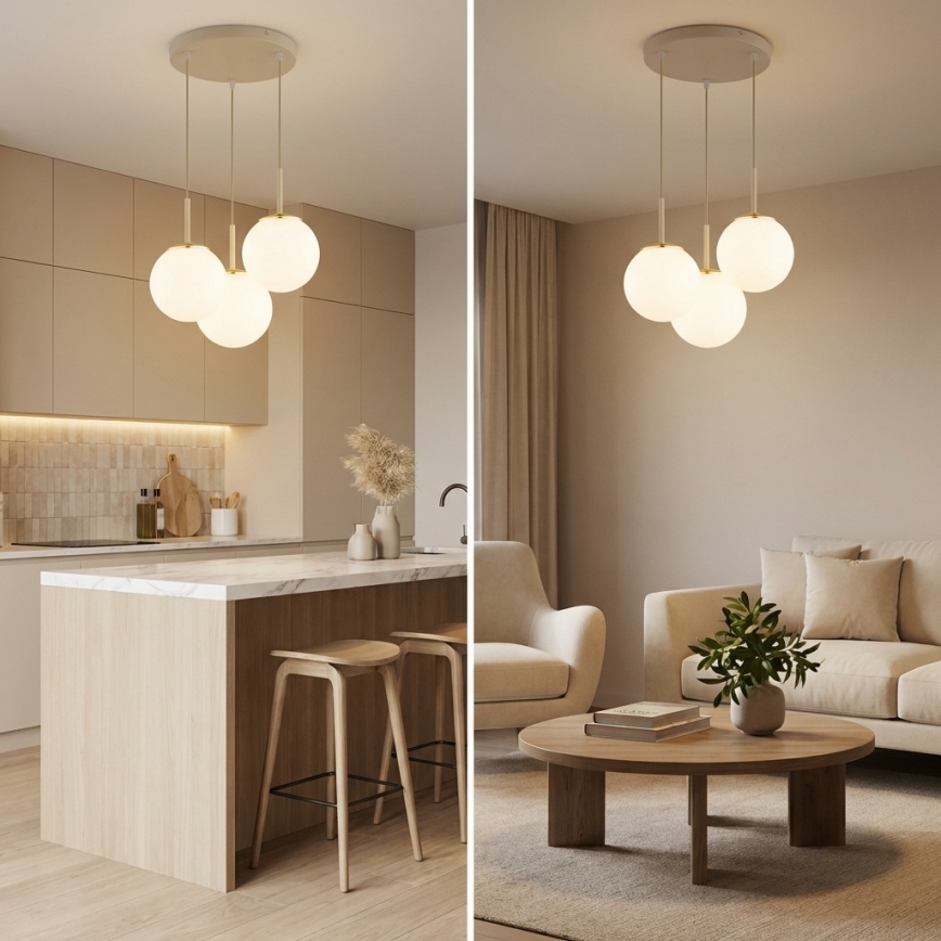Brilagi - Závesný luster na lanku MILO ECRU 3xE27/60W/230V béžová/zlatá