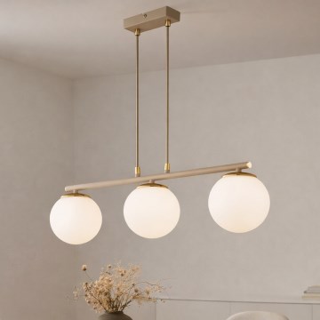 Brilagi - Závesný luster na lanku MILO ECRU 3xE27/60W/230V béžová/zlatá