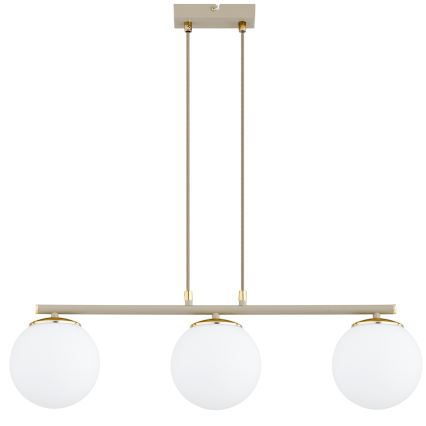 Brilagi - Závesný luster na lanku MILO ECRU 3xE27/60W/230V béžová/zlatá