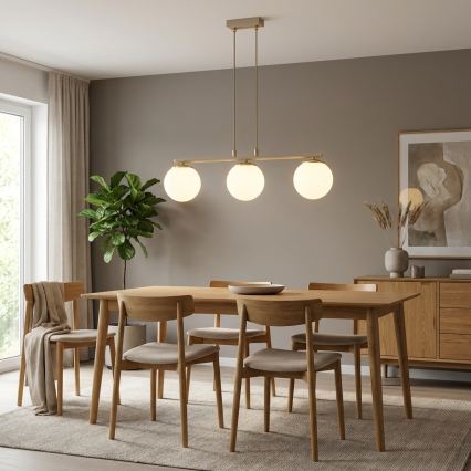 Brilagi - Závesný luster na lanku MILO ECRU 3xE27/60W/230V béžová/zlatá