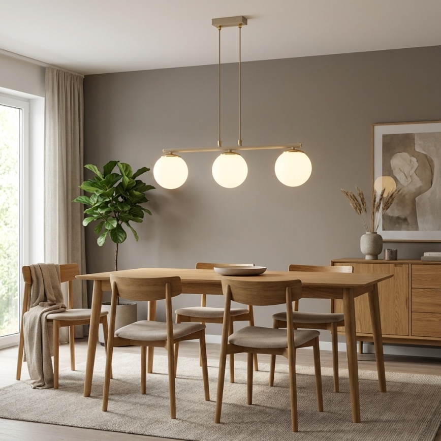 Brilagi - Závesný luster na lanku MILO ECRU 3xE27/60W/230V béžová/zlatá