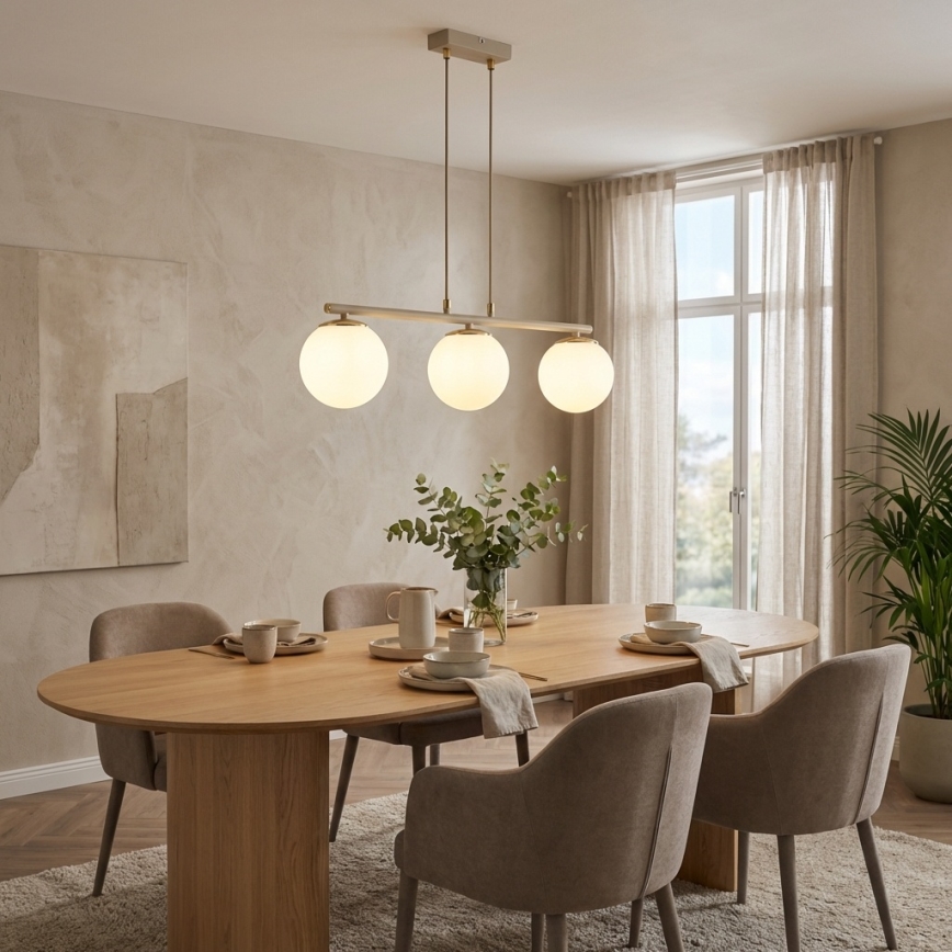 Brilagi - Závesný luster na lanku MILO ECRU 3xE27/60W/230V béžová/zlatá