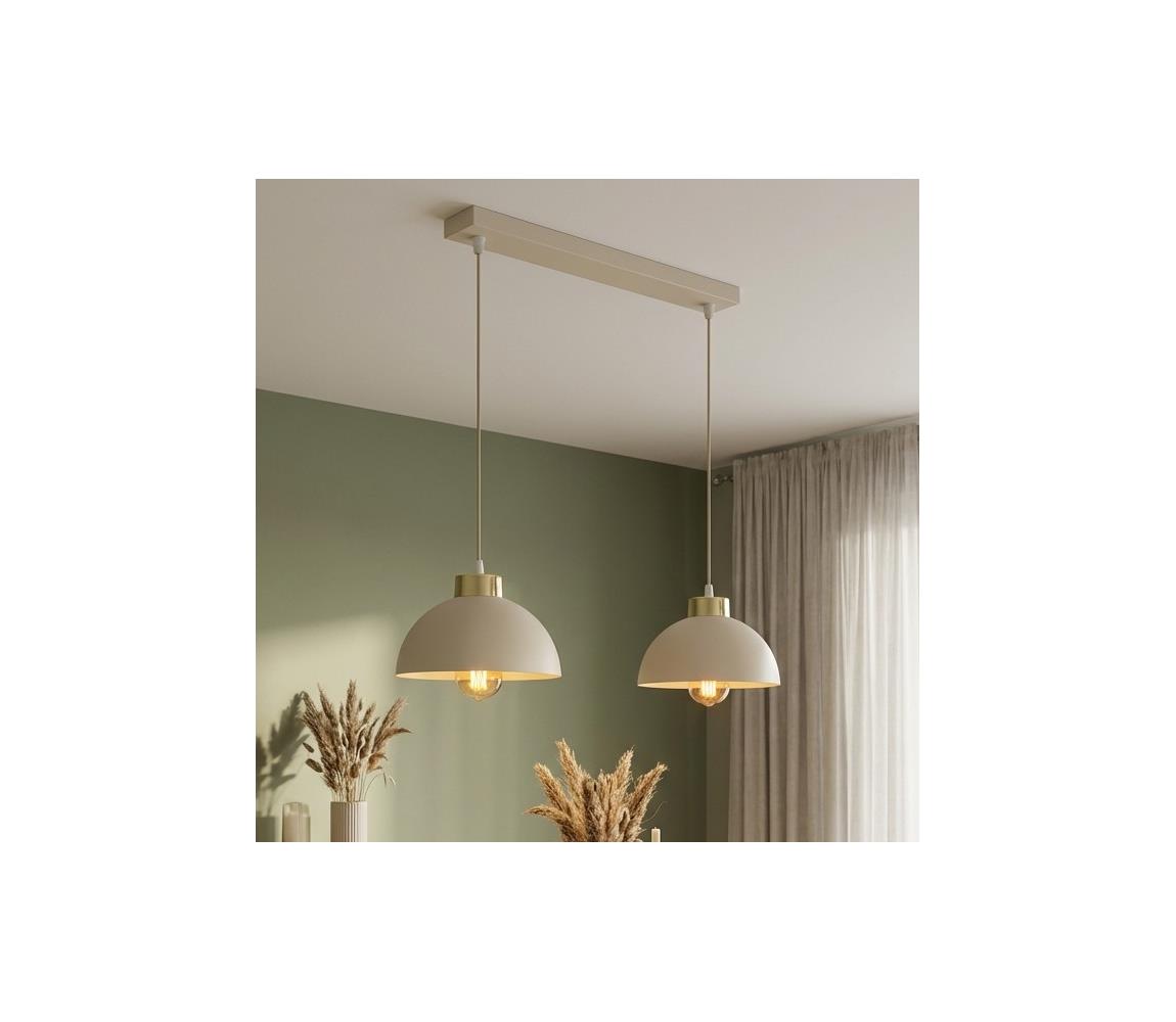 Brilagi - Závesný luster na lanku MOON 2xE27/60W/230V béžová/zlatá 86-004B