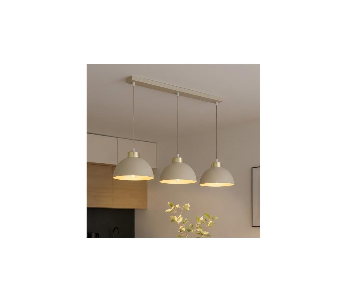 Brilagi - Závesný luster na lanku MOON 3xE27/60W/230V béžová/zlatá 86-005B