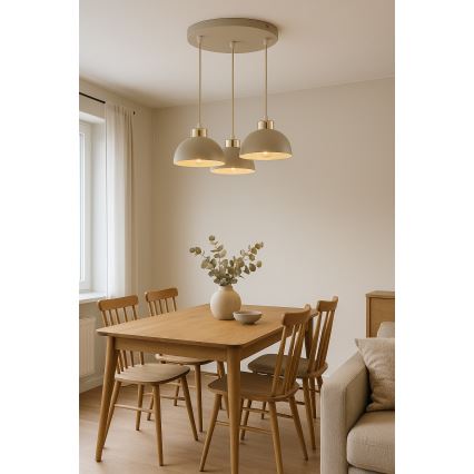 Brilagi - Závesný luster na lanku MOON 3xE27/60W/230V béžová/zlatá