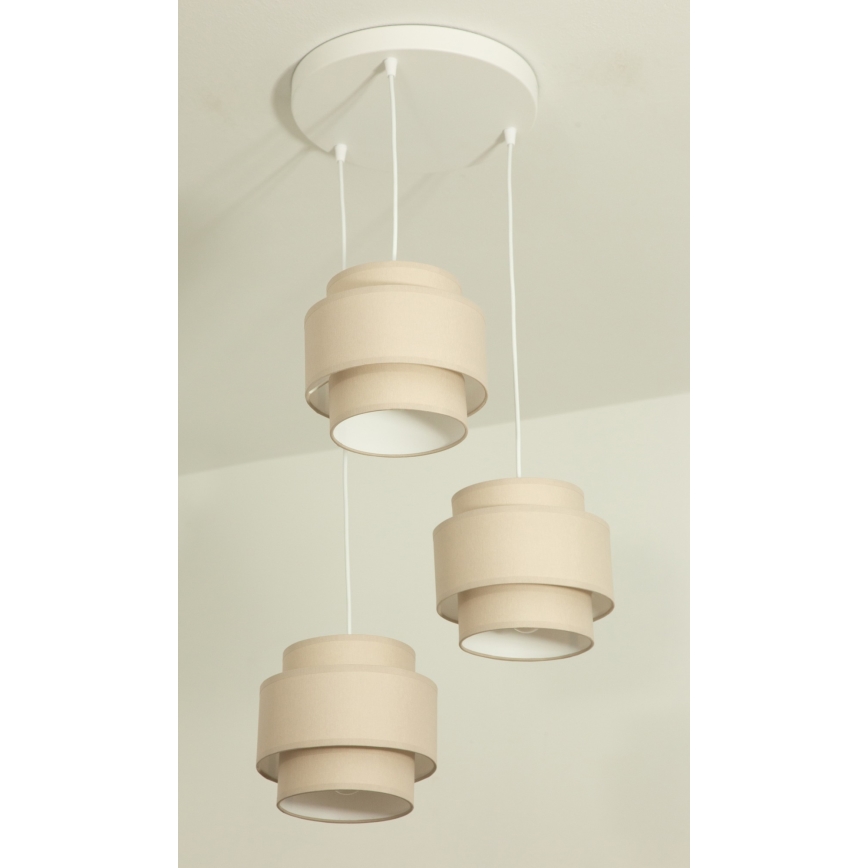 Brilagi - Závesný luster na lanku RESNA 3xE27/60W/230V priemer 45 cm béžový