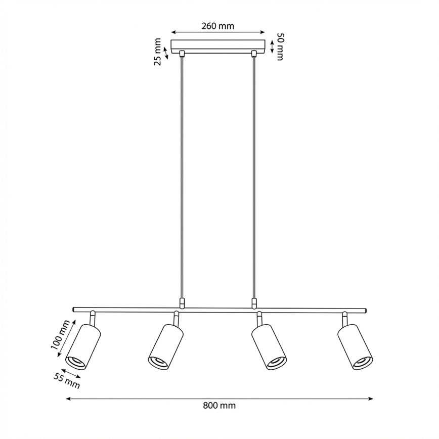 Brilagi - Závesný luster na lanku SELE 4xGU10/30W/230V biela