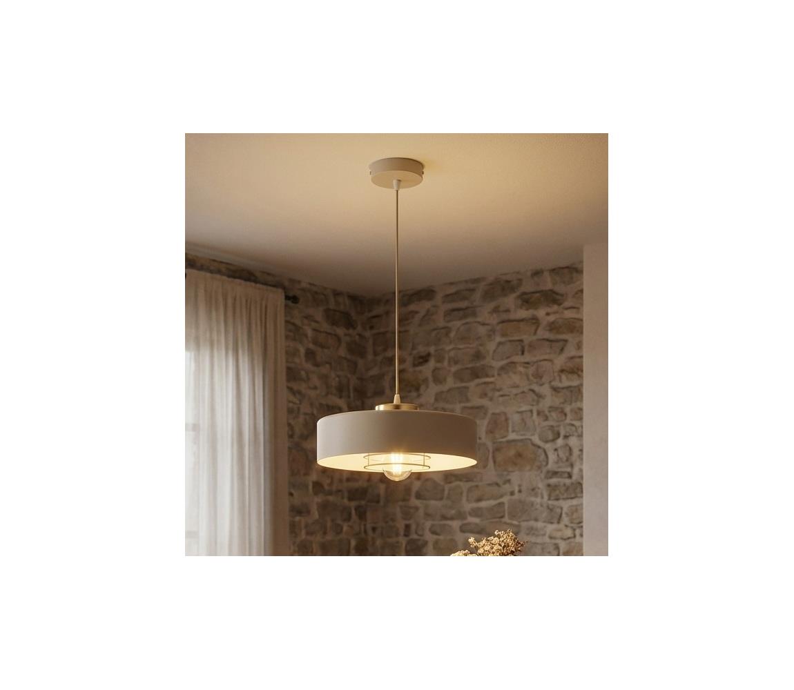 Brilagi - Závesný luster na lanku SPRING 1xE27/60W/230V pr. 30 cm béžová/zlatá 76-009B