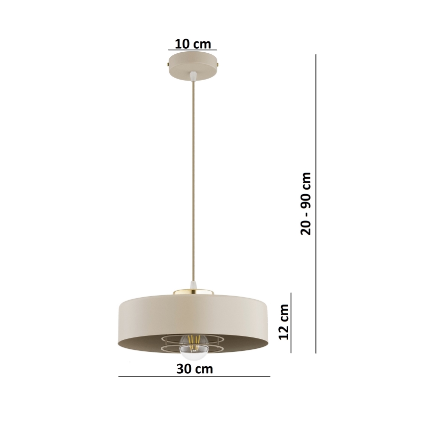 Brilagi - Závesný luster na lanku SPRING 1xE27/60W/230V pr. 30 cm béžová/zlatá