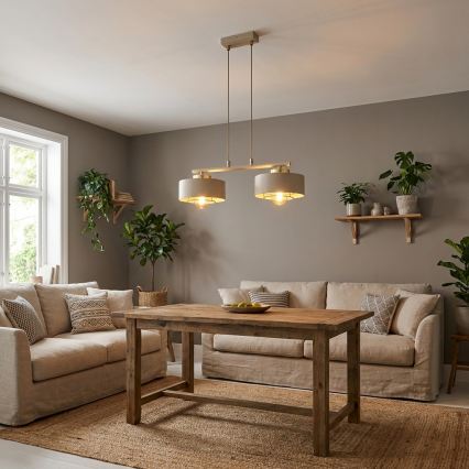 Brilagi - Závesný luster na lanku SPRING 2xE27/60W/230V béžová/zlatá