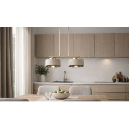 Brilagi - Závesný luster na lanku SPRING 2xE27/60W/230V béžová/zlatá