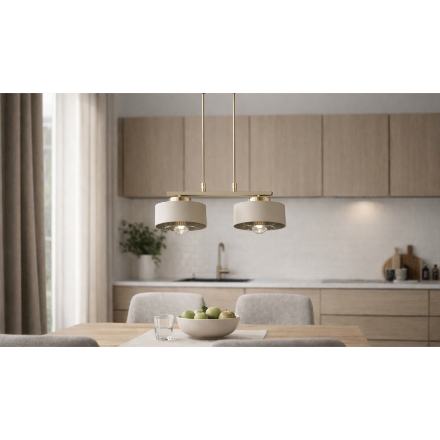 Brilagi - Závesný luster na lanku SPRING 2xE27/60W/230V béžová/zlatá