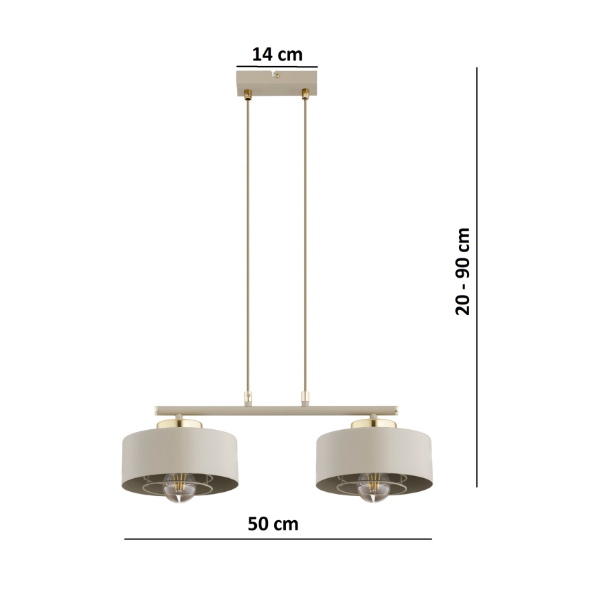 Brilagi - Závesný luster na lanku SPRING 2xE27/60W/230V béžová/zlatá