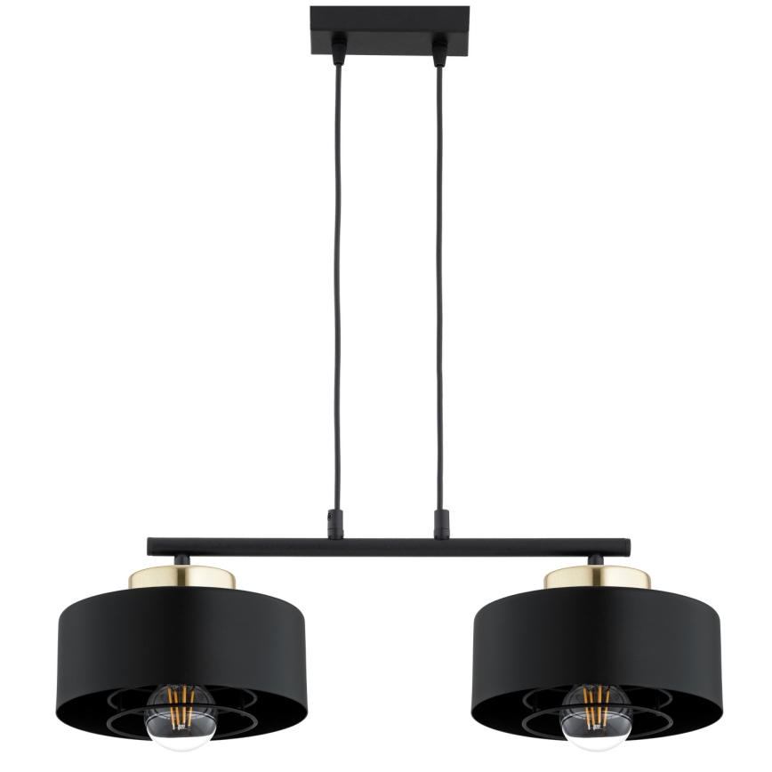 Brilagi - Závesný luster na lanku SPRING 2xE27/60W/230V čierna/zlatá