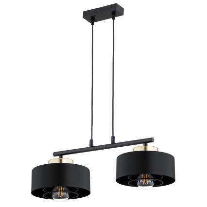 Brilagi - Závesný luster na lanku SPRING 2xE27/60W/230V čierna/zlatá
