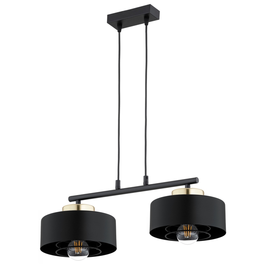 Brilagi - Závesný luster na lanku SPRING 2xE27/60W/230V čierna/zlatá