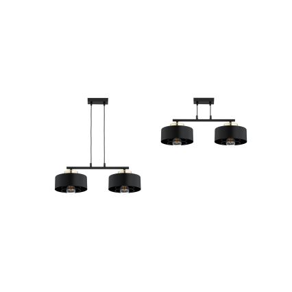 Brilagi - Závesný luster na lanku SPRING 2xE27/60W/230V čierna/zlatá