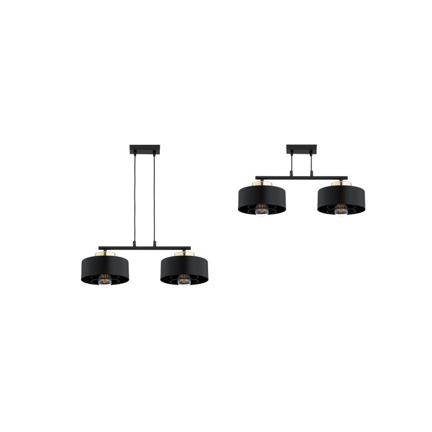 Brilagi - Závesný luster na lanku SPRING 2xE27/60W/230V čierna/zlatá