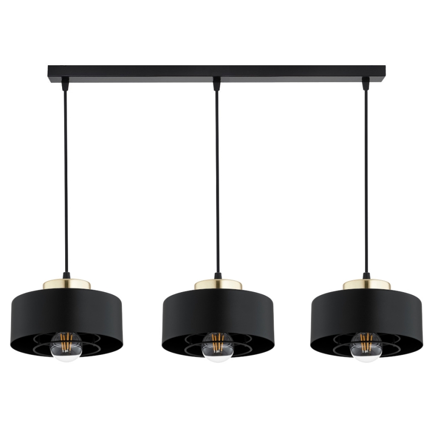 Brilagi - Závesný luster na lanku SPRING 3xE27/60W/230V čierna/zlatá