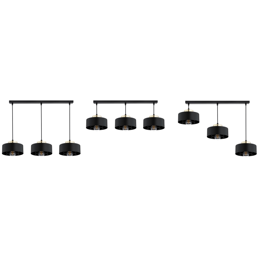 Brilagi - Závesný luster na lanku SPRING 3xE27/60W/230V čierna/zlatá